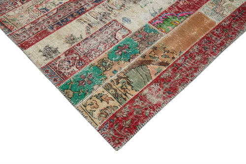 Kırk Yama Gri Patchwork Pamuk Yün El Dokuma Halısı 243x307 Agacan