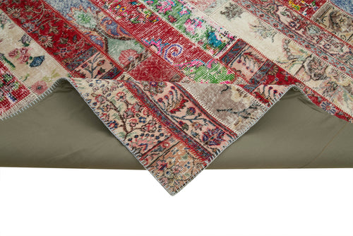 Kırk Yama Gri Patchwork Pamuk Yün El Dokuma Halısı 243x307 Agacan