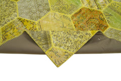 Kırk Yama Sarı Patchwork Pamuk Yün El Dokuma Halısı 248x310 Agacan