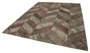 Kırk Yama Kahverengi Patchwork Pamuk Yün El Dokuma Halısı 247x309 Agacan