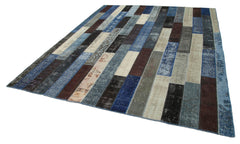 Kırk Yama Siyah Patchwork Pamuk Yün El Dokuma Halısı 248x308 Agacan
