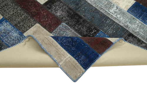 Kırk Yama Siyah Patchwork Pamuk Yün El Dokuma Halısı 248x308 Agacan