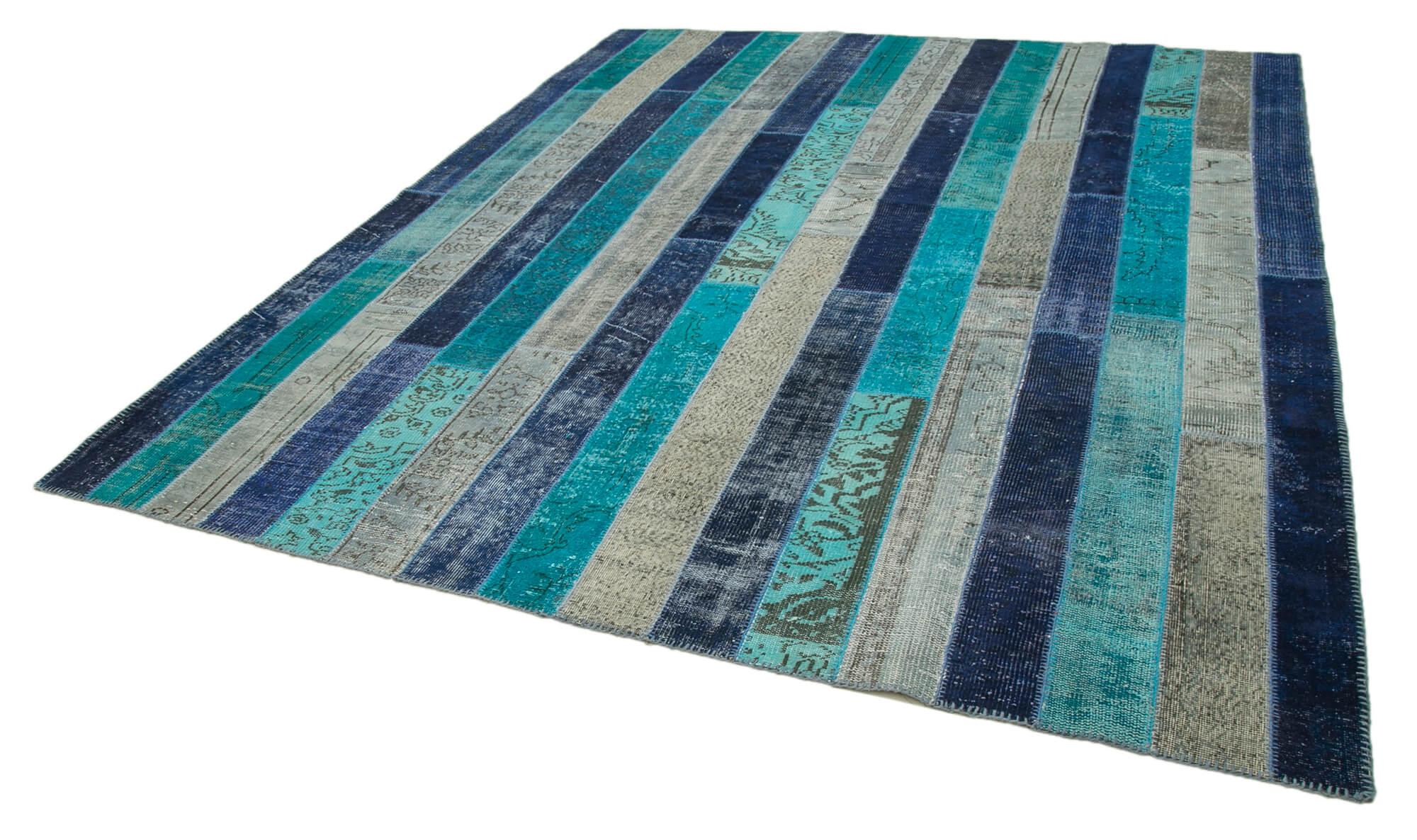 Kırk Yama Gri Patchwork Pamuk Yün El Dokuma Halısı 257x306 Agacan
