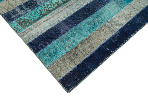 Kırk Yama Gri Patchwork Pamuk Yün El Dokuma Halısı 257x306 Agacan