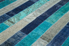 Kırk Yama Gri Patchwork Pamuk Yün El Dokuma Halısı 257x306 Agacan