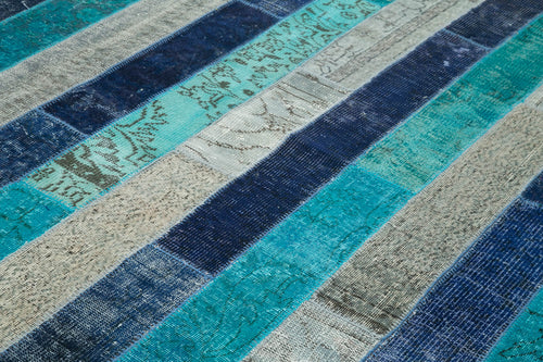 Kırk Yama Gri Patchwork Pamuk Yün El Dokuma Halısı 257x306 Agacan