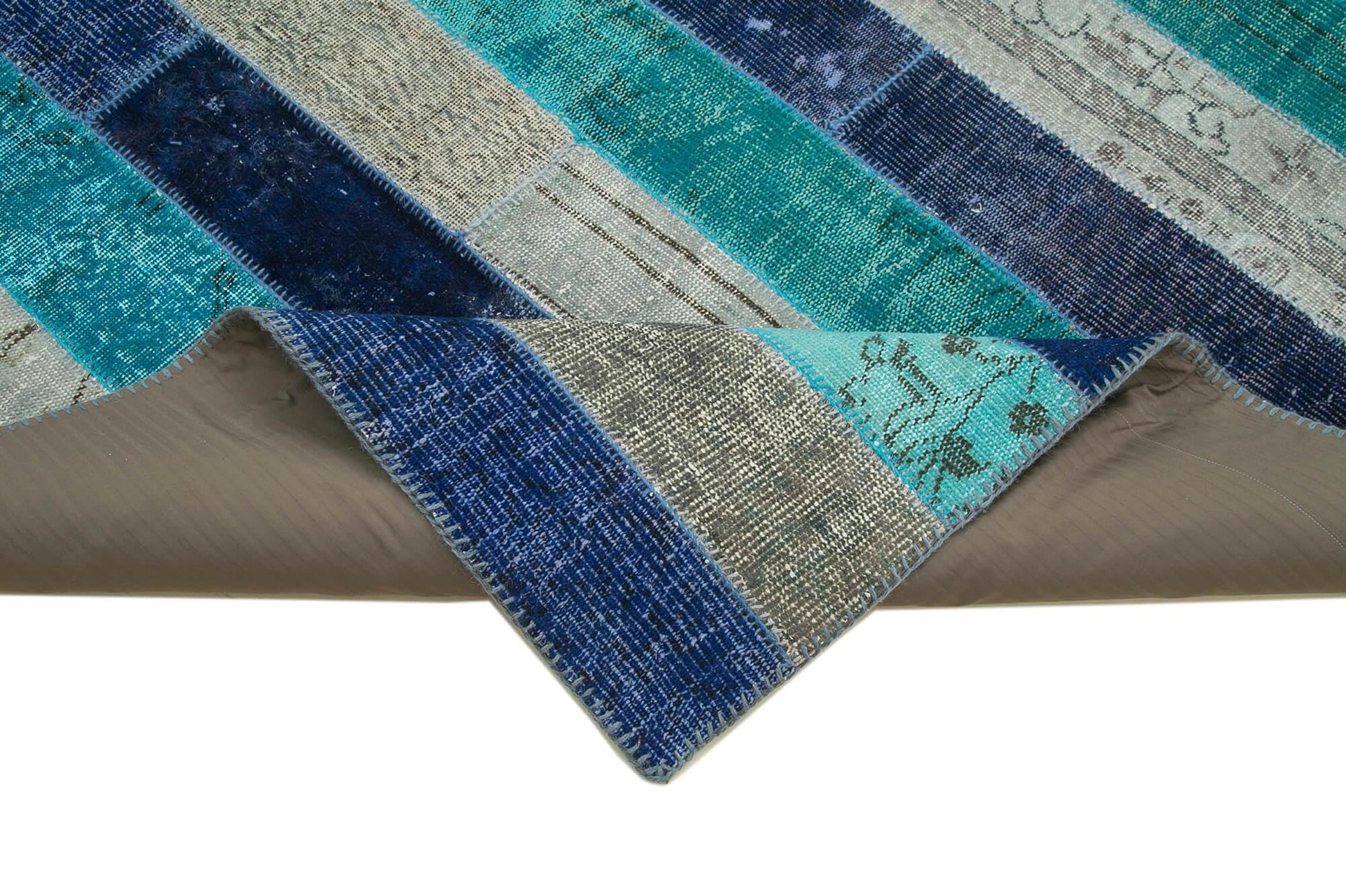 Kırk Yama Gri Patchwork Pamuk Yün El Dokuma Halısı 257x306 Agacan