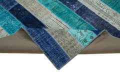 Kırk Yama Gri Patchwork Pamuk Yün El Dokuma Halısı 257x306 Agacan