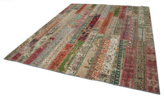 Kırk Yama Gri Patchwork Pamuk Yün El Dokuma Halısı 243x305 Agacan