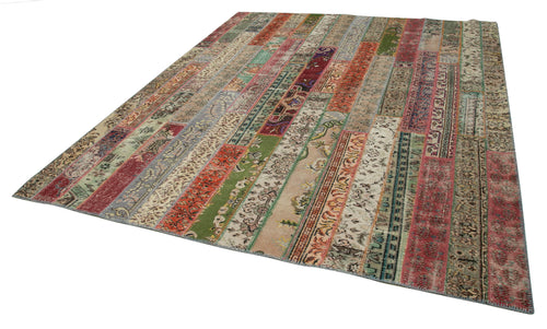 Kırk Yama Gri Patchwork Pamuk Yün El Dokuma Halısı 243x305 Agacan