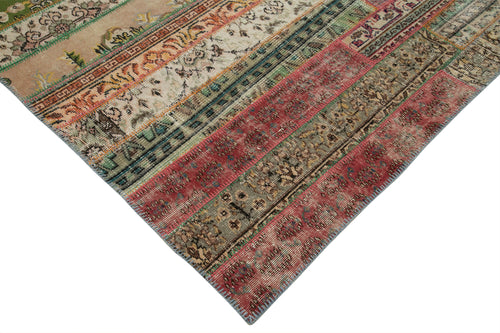 Kırk Yama Gri Patchwork Pamuk Yün El Dokuma Halısı 243x305 Agacan