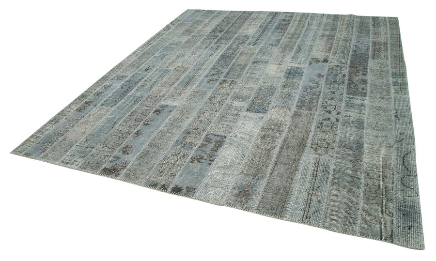 Kırk Yama Gri Patchwork Pamuk Yün El Dokuma Halısı 248x302 Agacan