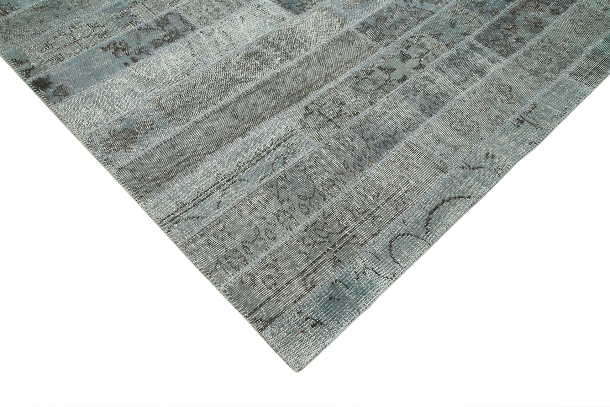 Kırk Yama Gri Patchwork Pamuk Yün El Dokuma Halısı 248x302 Agacan