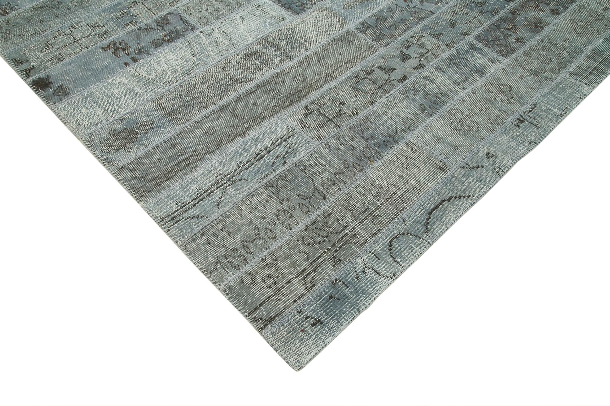 Kırk Yama Gri Patchwork Pamuk Yün El Dokuma Halısı 248x302 Agacan