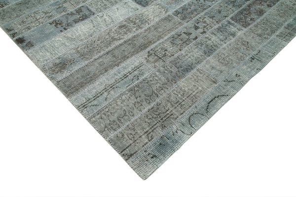 Kırk Yama Gri Patchwork Pamuk Yün El Dokuma Halısı 248x302 Agacan