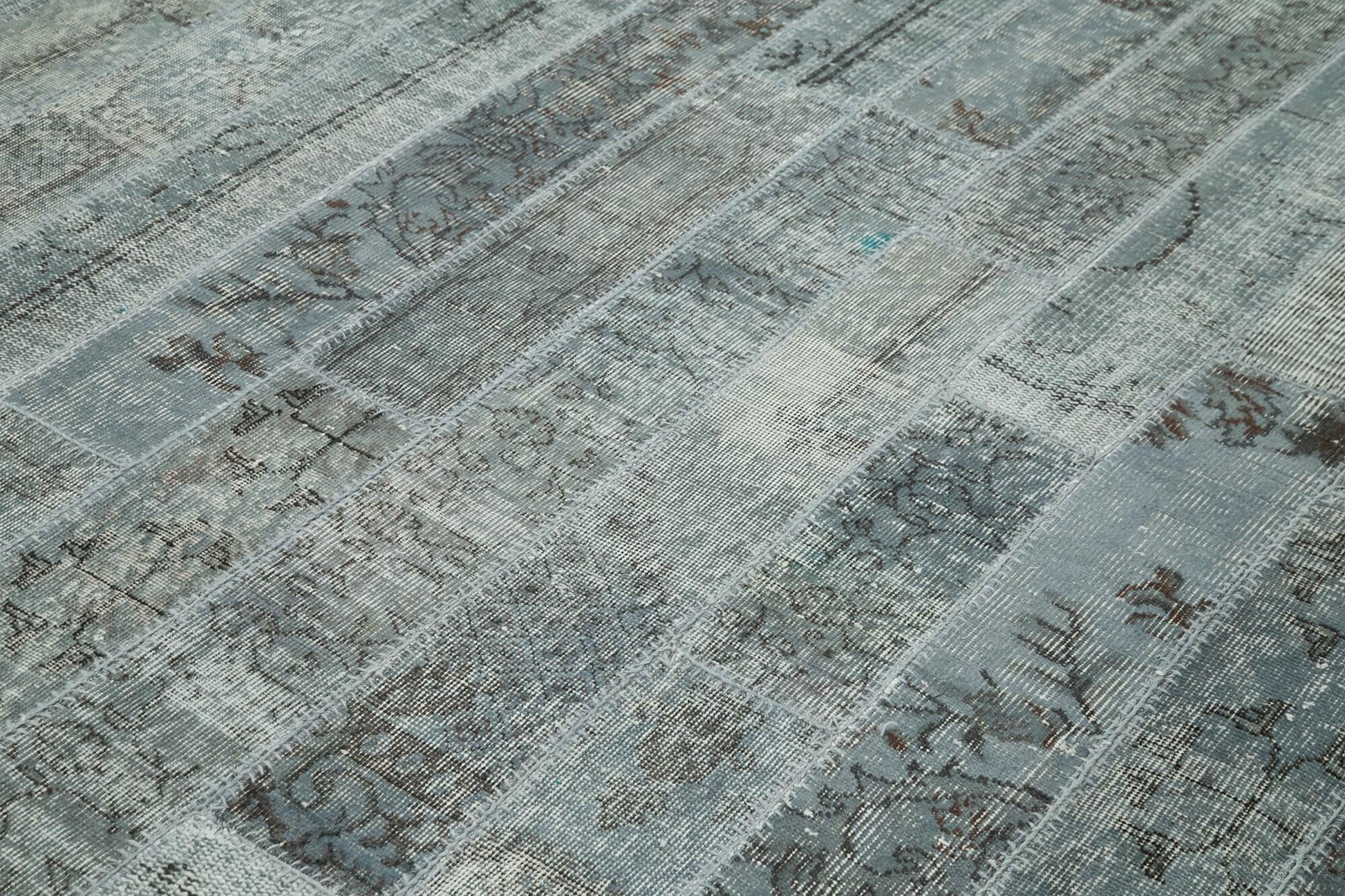 Kırk Yama Gri Patchwork Pamuk Yün El Dokuma Halısı 248x302 Agacan