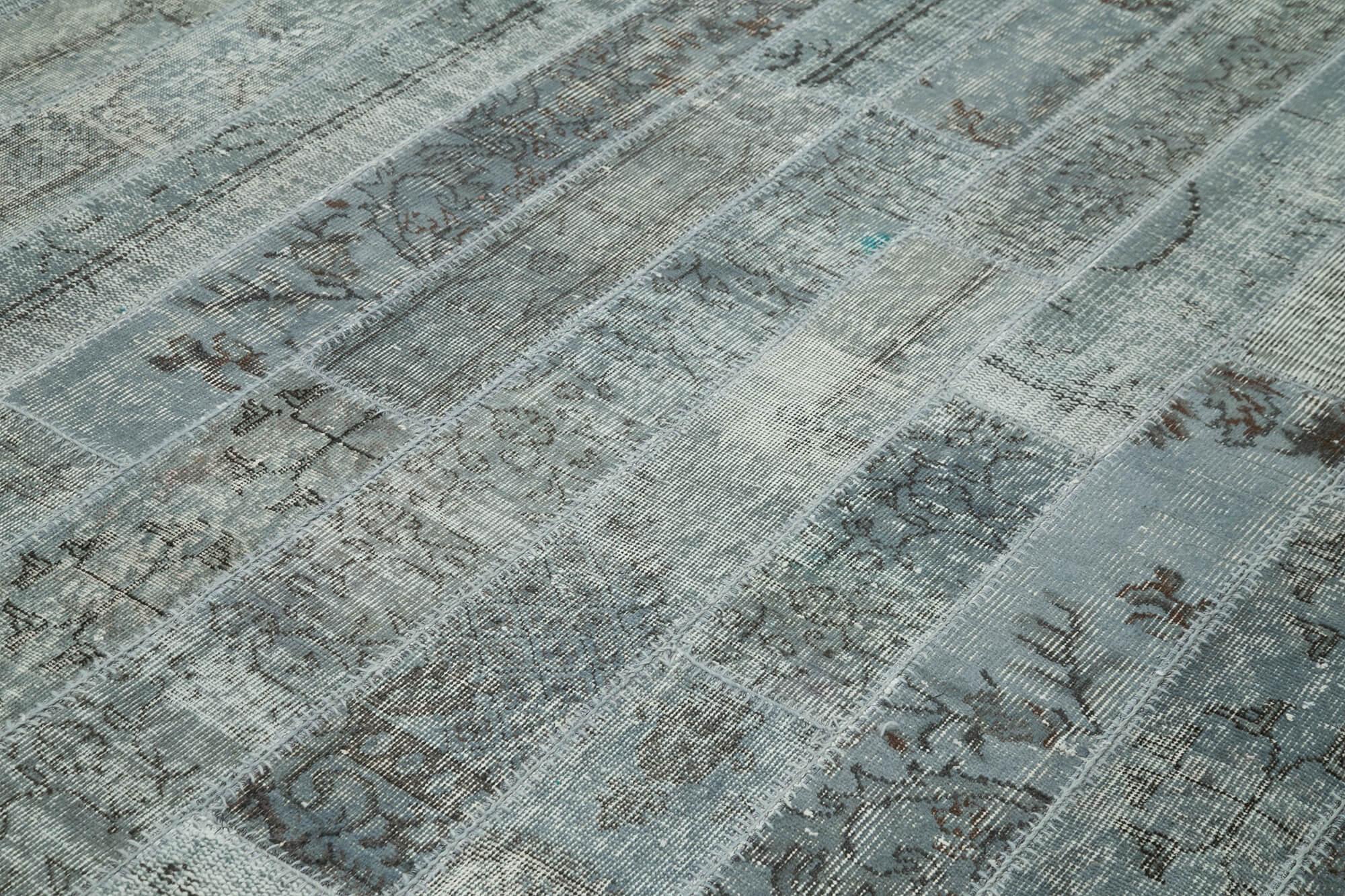 Kırk Yama Gri Patchwork Pamuk Yün El Dokuma Halısı 248x302 Agacan
