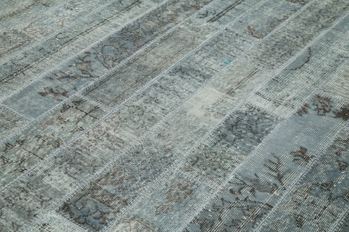 Kırk Yama Gri Patchwork Pamuk Yün El Dokuma Halısı 248x302 Agacan