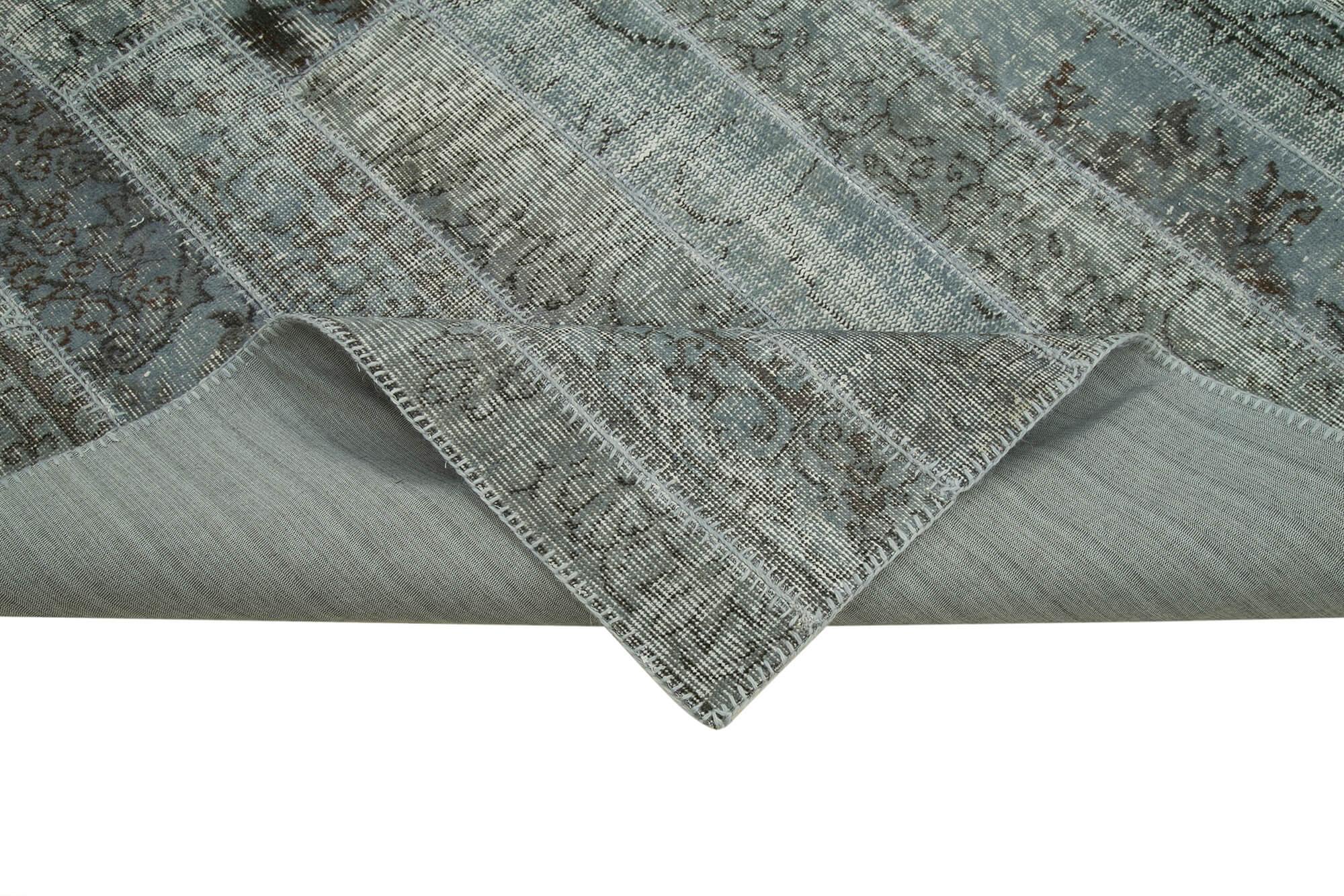 Kırk Yama Gri Patchwork Pamuk Yün El Dokuma Halısı 248x302 Agacan