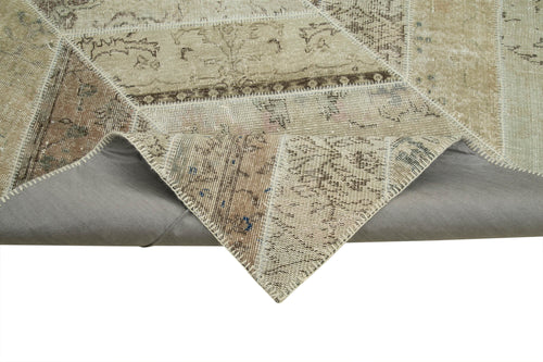 Kırk Yama Bej Patchwork Pamuk Yün El Dokuma Halısı 248x312 Agacan