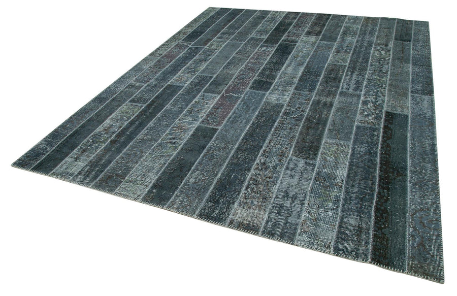 Kırk Yama Gri Patchwork Pamuk Yün El Dokuma Halısı 240x307 Agacan