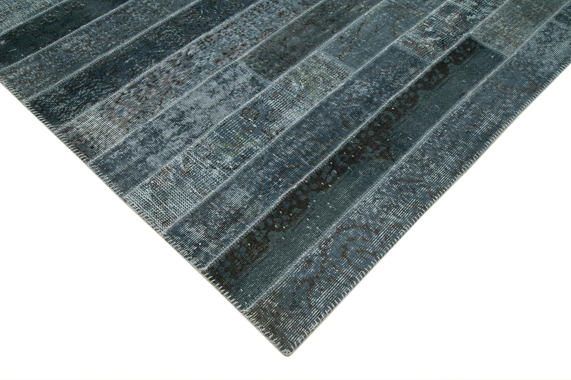 Kırk Yama Gri Patchwork Pamuk Yün El Dokuma Halısı 240x307 Agacan