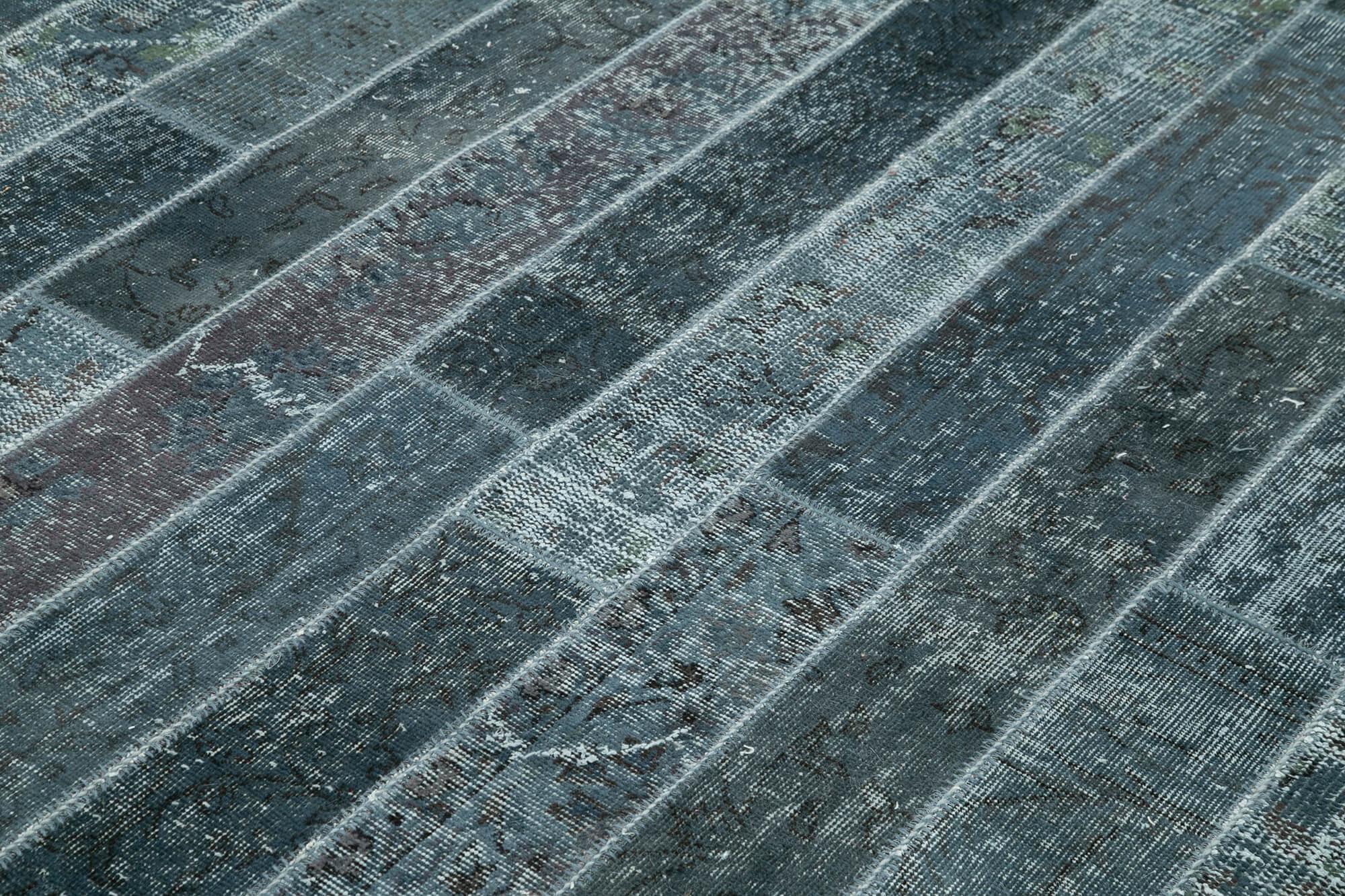 Kırk Yama Gri Patchwork Pamuk Yün El Dokuma Halısı 240x307 Agacan