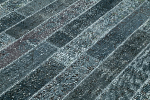 Kırk Yama Gri Patchwork Pamuk Yün El Dokuma Halısı 240x307 Agacan