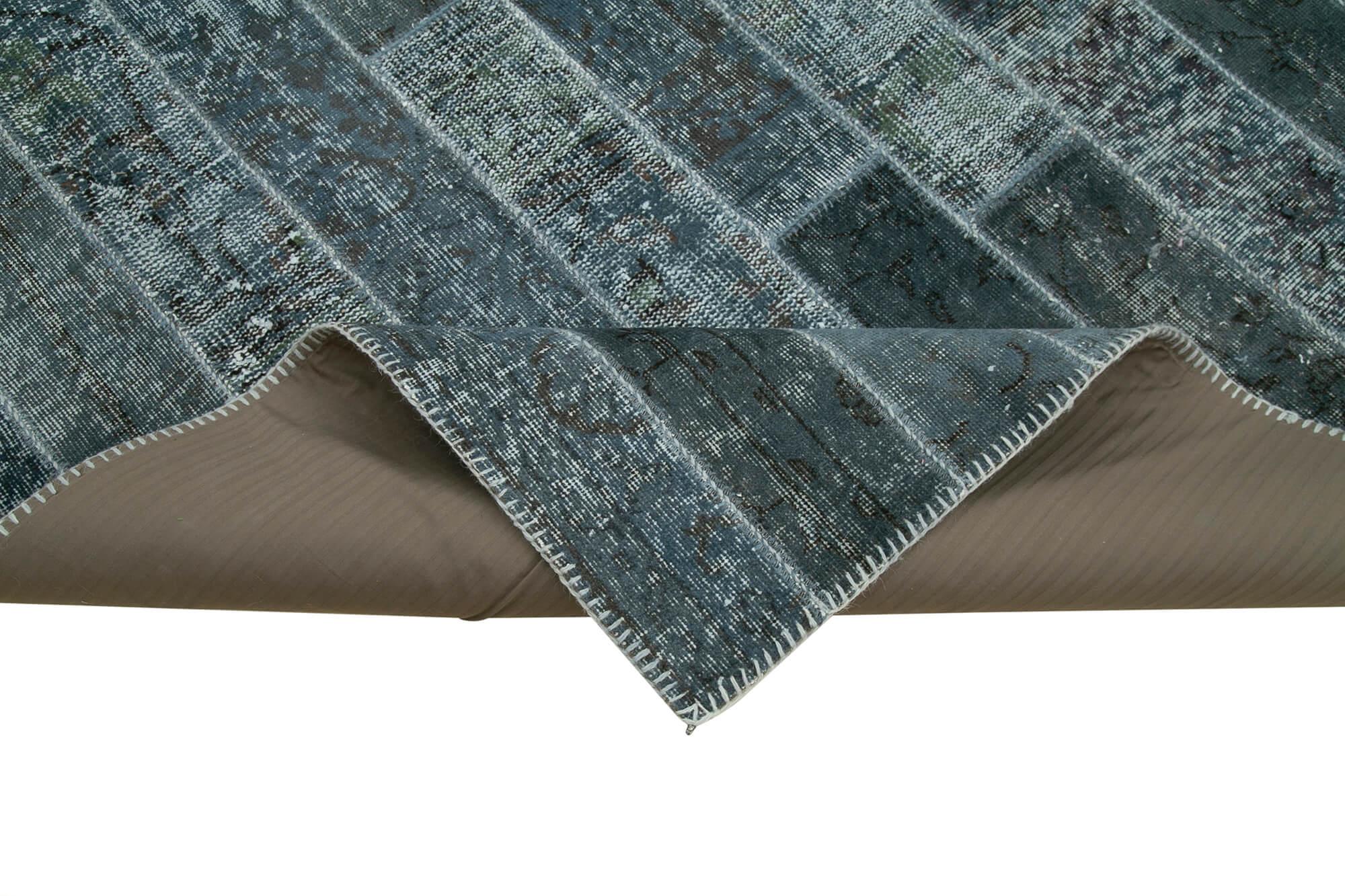 Kırk Yama Gri Patchwork Pamuk Yün El Dokuma Halısı 240x307 Agacan