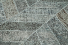 Kırk Yama Gri Patchwork Pamuk Yün El Dokuma Halısı 245x309 Agacan