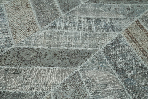 Kırk Yama Gri Patchwork Pamuk Yün El Dokuma Halısı 245x309 Agacan