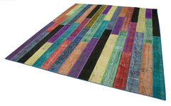 Kırk Yama Gri Patchwork Pamuk Yün El Dokuma Halısı 247x295 Agacan