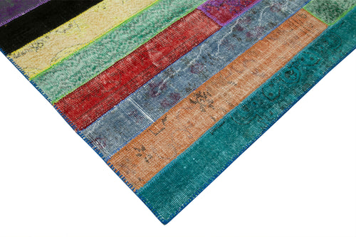 Kırk Yama Gri Patchwork Pamuk Yün El Dokuma Halısı 247x295 Agacan