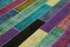 Kırk Yama Gri Patchwork Pamuk Yün El Dokuma Halısı 247x295 Agacan