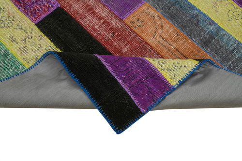 Kırk Yama Gri Patchwork Pamuk Yün El Dokuma Halısı 247x295 Agacan