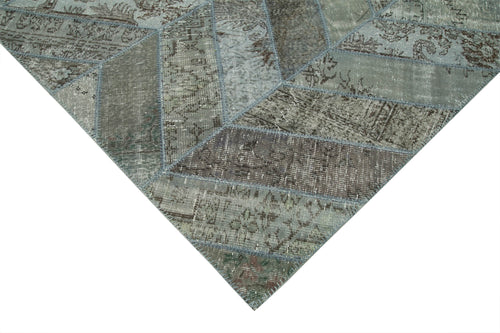 Kırk Yama Gri Patchwork Pamuk Yün El Dokuma Halısı 248x308 Agacan
