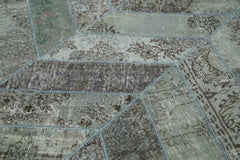 Kırk Yama Gri Patchwork Pamuk Yün El Dokuma Halısı 248x308 Agacan