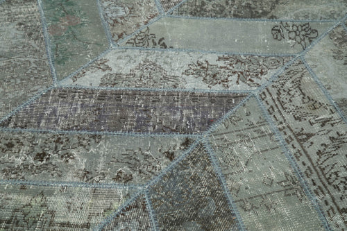 Kırk Yama Gri Patchwork Pamuk Yün El Dokuma Halısı 248x308 Agacan