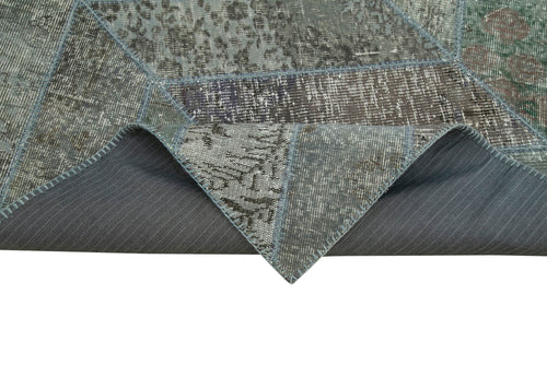 Kırk Yama Gri Patchwork Pamuk Yün El Dokuma Halısı 248x308 Agacan