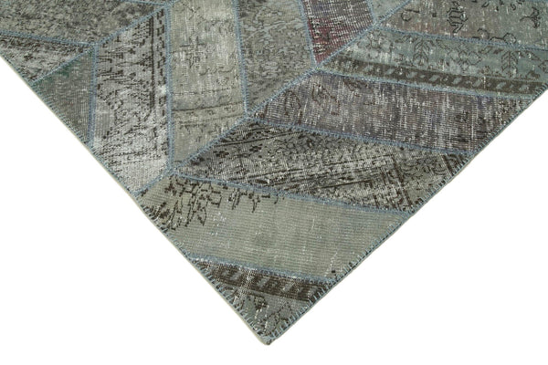 Kırk Yama Gri Patchwork Pamuk Yün El Dokuma Halısı 247x308 Agacan