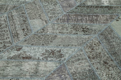 Kırk Yama Gri Patchwork Pamuk Yün El Dokuma Halısı 247x308 Agacan