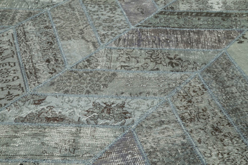 Kırk Yama Gri Patchwork Pamuk Yün El Dokuma Halısı 247x308 Agacan