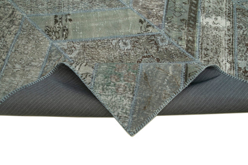 Kırk Yama Gri Patchwork Pamuk Yün El Dokuma Halısı 247x308 Agacan