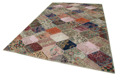Kırk Yama Gri Patchwork Pamuk Yün El Dokuma Halısı 225x340 Agacan