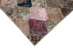Kırk Yama Gri Patchwork Pamuk Yün El Dokuma Halısı 225x340 Agacan