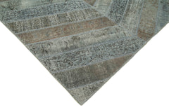 Kırk Yama Gri Patchwork Pamuk Yün El Dokuma Halısı 243x366 Agacan