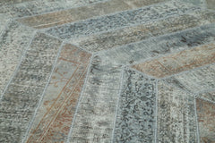 Kırk Yama Gri Patchwork Pamuk Yün El Dokuma Halısı 243x366 Agacan