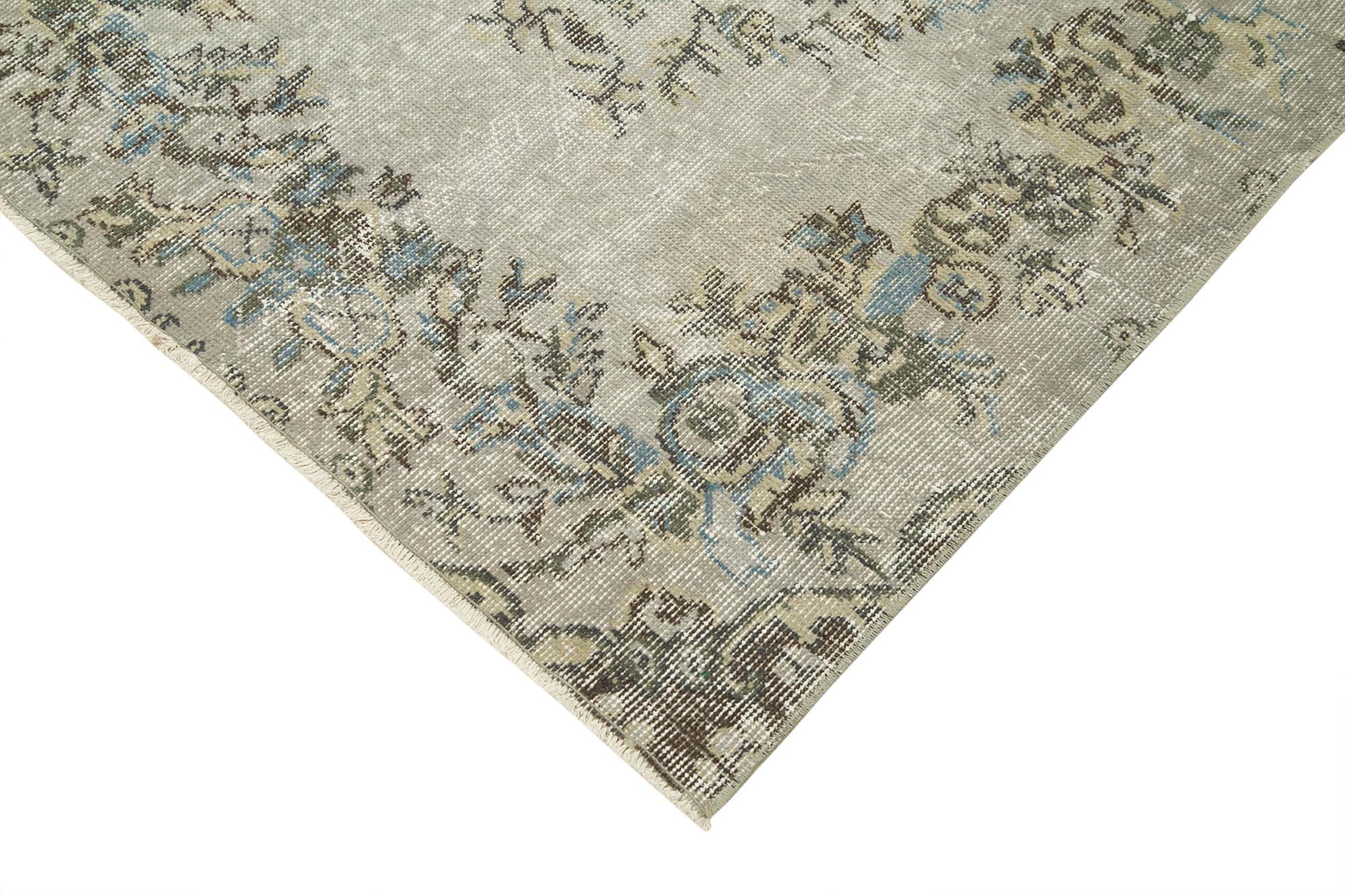 Overdyed Vintage Gri Eskitme Pamuk Yün El Dokuma Halısı 98x178 Agacan