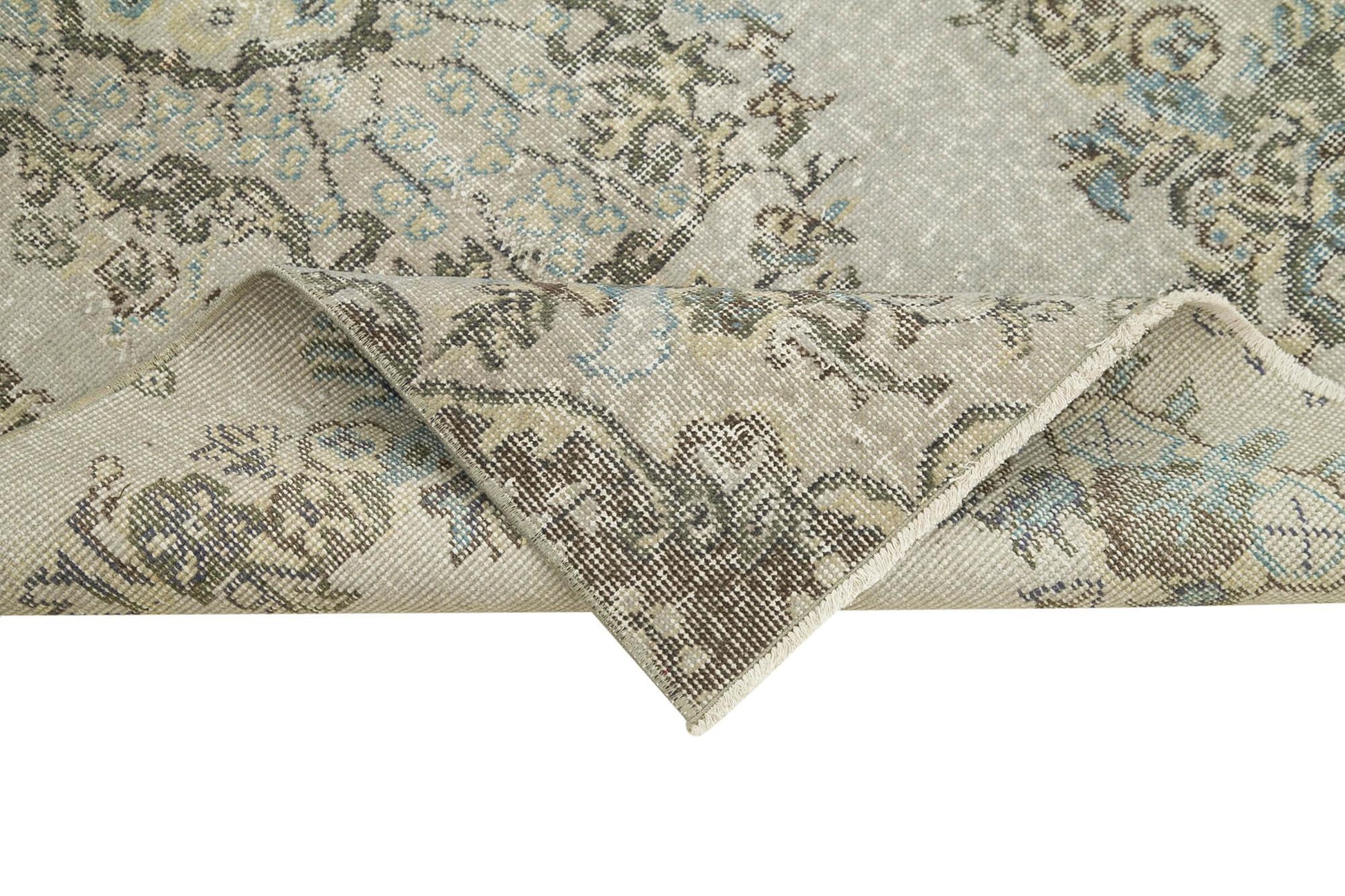 Overdyed Vintage Gri Eskitme Pamuk Yün El Dokuma Halısı 98x178 Agacan