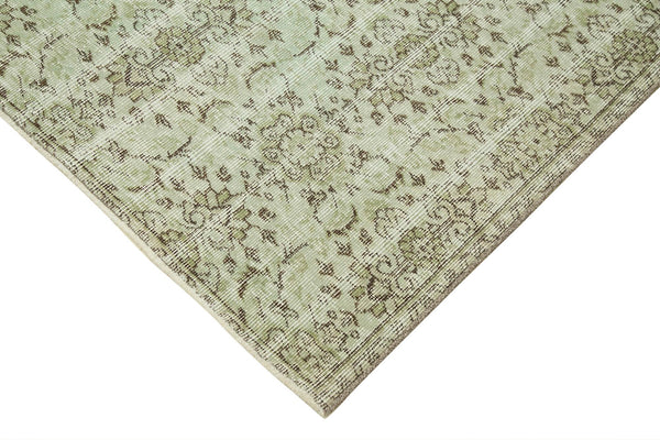 Overdyed Vintage Yeşil Eskitme Pamuk Yün El Dokuma Halısı 123x237 Agacan